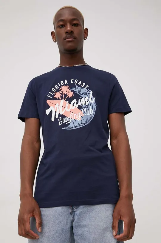 granatowy Produkt by Jack & Jones t-shirt bawełniany Męski