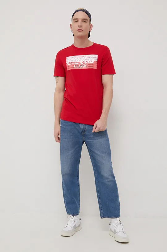 Produkt by Jack & Jones t-shirt bawełniany czerwony