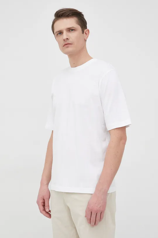 белый Хлопковая футболка Resteröds Мужской