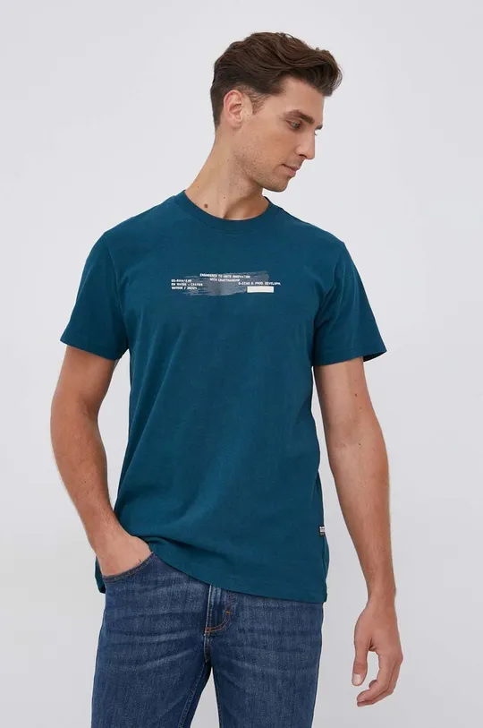 turkusowy G-Star Raw T-shirt bawełniany D20723.C336 Męski