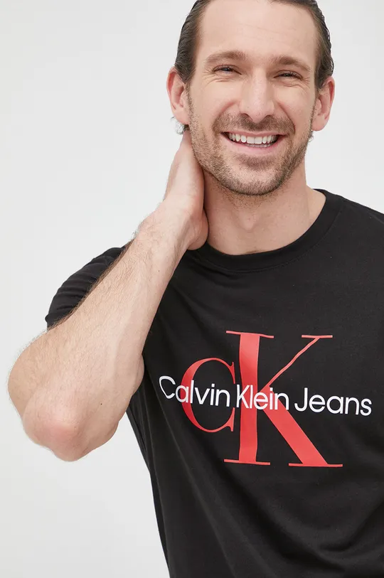 czarny Calvin Klein Jeans t-shirt bawełniany J30J320806.PPYY