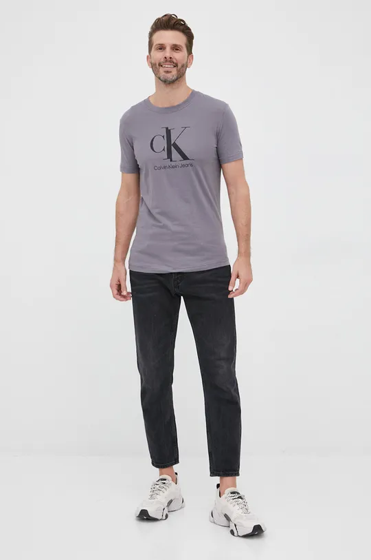Bavlnené tričko Calvin Klein Jeans sivá