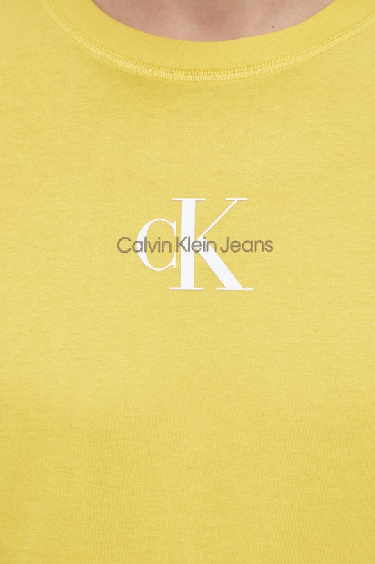 κίτρινο Βαμβακερό μπλουζάκι Calvin Klein Jeans