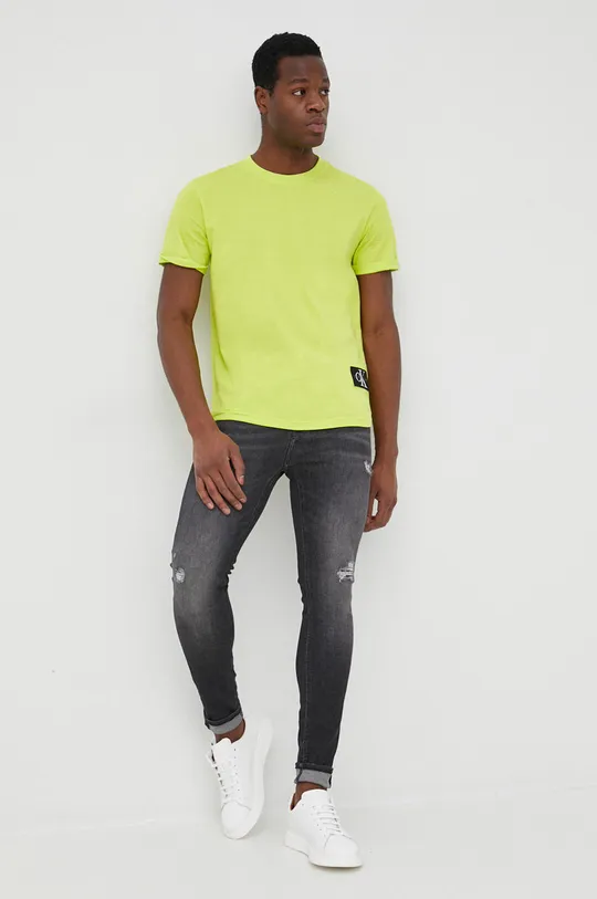 Calvin Klein Jeans - Βαμβακερό μπλουζάκι πράσινο