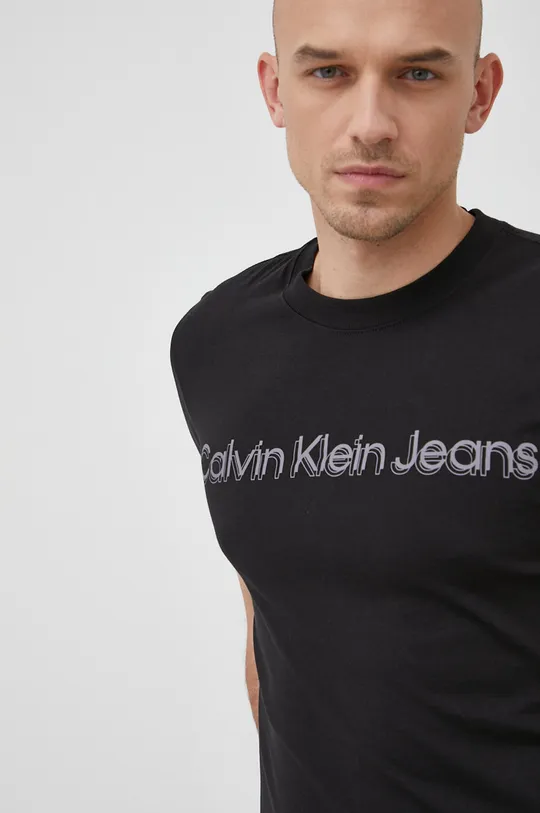 czarny Calvin Klein Jeans T-shirt bawełniany J30J319714.PPYY