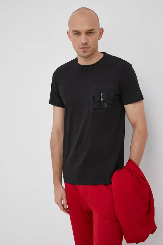 czarny Calvin Klein Jeans T-shirt bawełniany J30J319723.PPYY