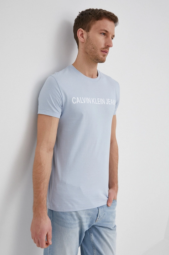 niebieski Calvin Klein Jeans T-shirt bawełniany J30J307856.PPYY Męski