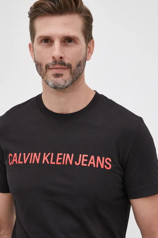 μαύρο Calvin Klein Jeans - Βαμβακερό μπλουζάκι