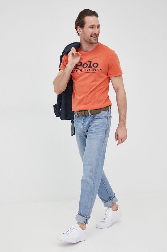 Bavlněné tričko Polo Ralph Lauren oranžová