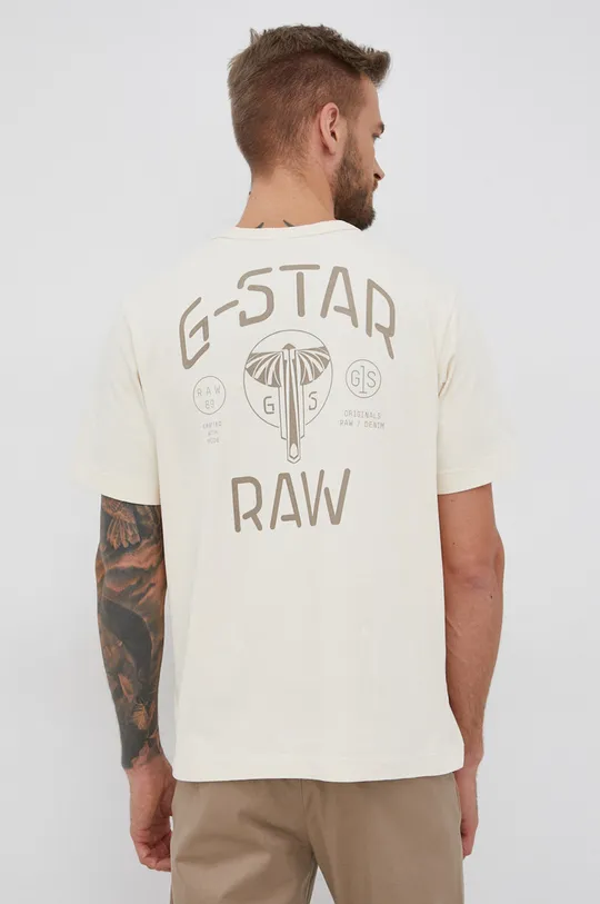 G-Star Raw T-shirt bawełniany D19894.C784 beżowy