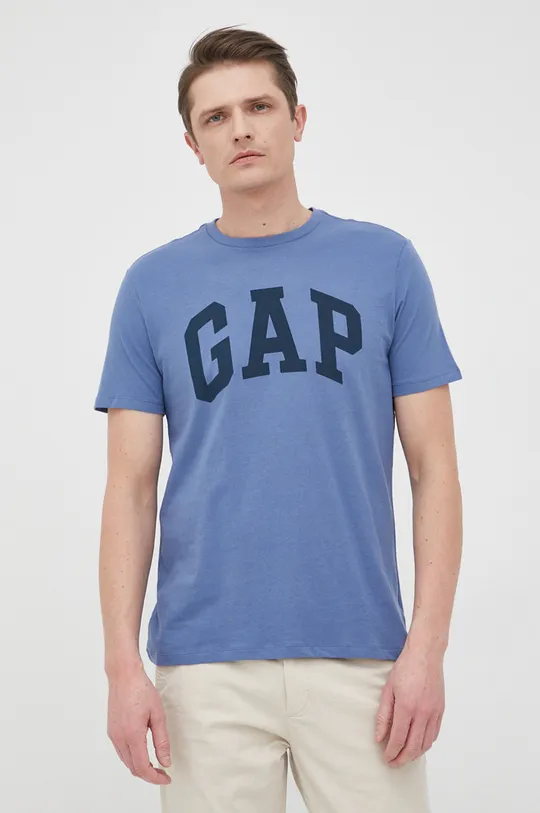 μπλε Βαμβακερό μπλουζάκι GAP Ανδρικά