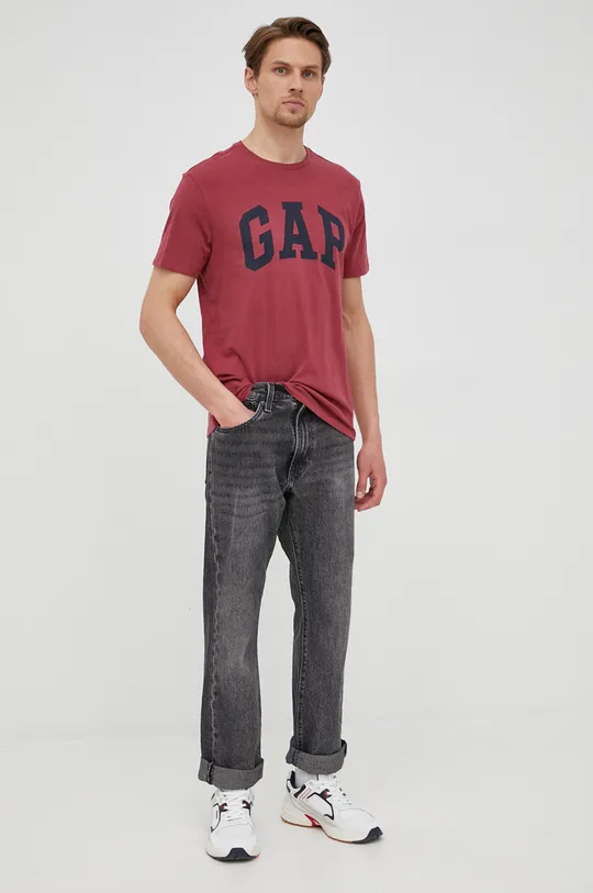 GAP t-shirt bawełniany bordowy