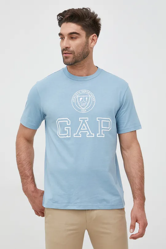 modrá Bavlnené tričko GAP Pánsky