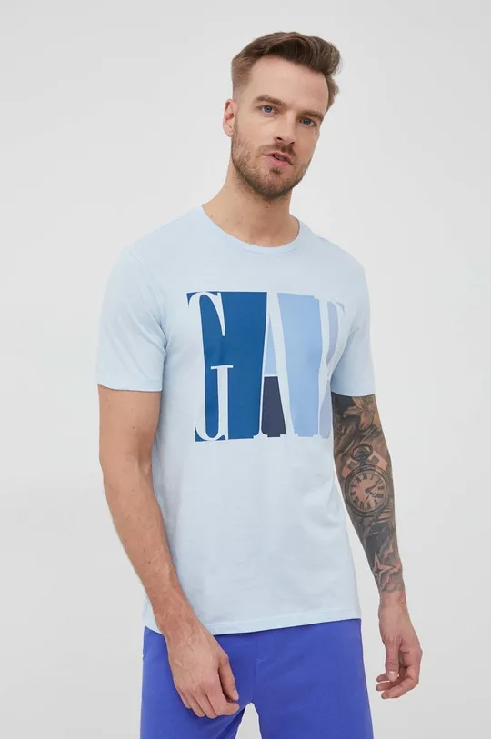 niebieski GAP t-shirt bawełniany Męski