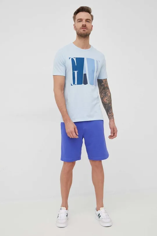 GAP t-shirt bawełniany niebieski