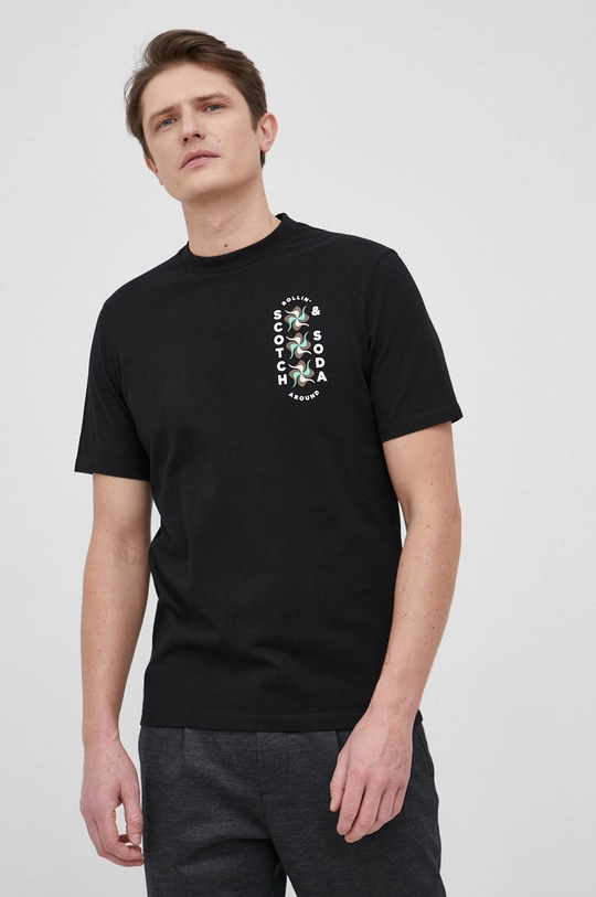 czarny Scotch & Soda T-shirt bawełniany