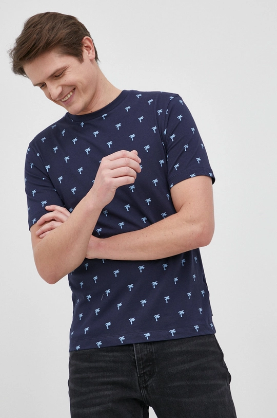 granatowy Scotch & Soda T-shirt bawełniany Męski