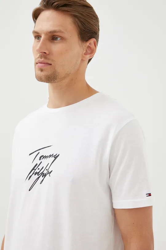 biały Tommy Hilfiger T-shirt bawełniany