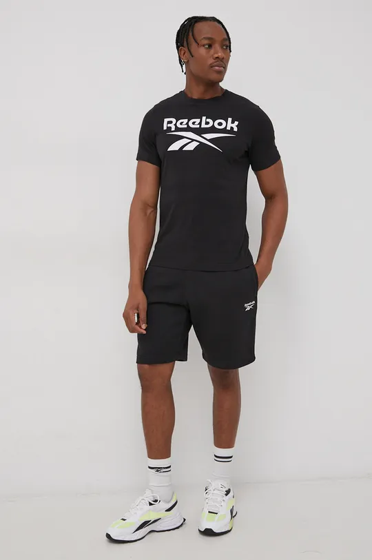 Βαμβακερό μπλουζάκι Reebok μαύρο