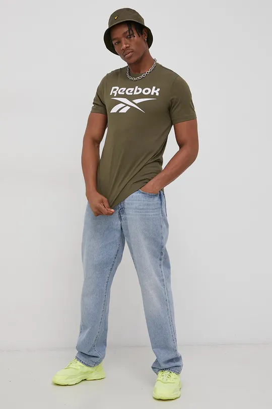 Βαμβακερό μπλουζάκι Reebok πράσινο