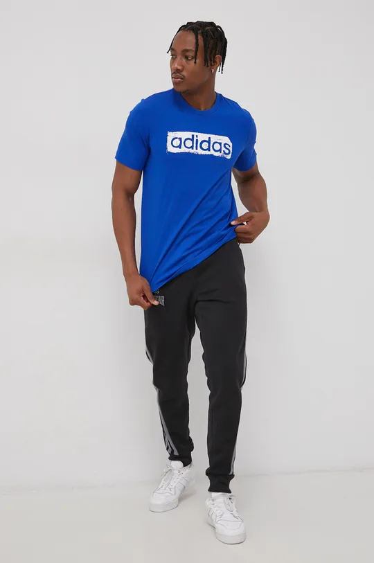adidas T-shirt bawełniany GL2876 niebieski