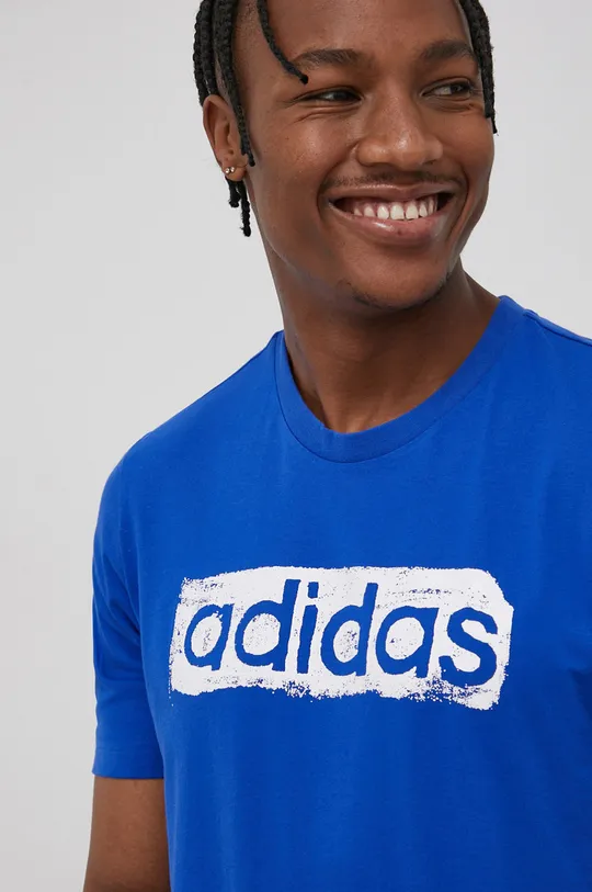 niebieski adidas T-shirt bawełniany GL2876