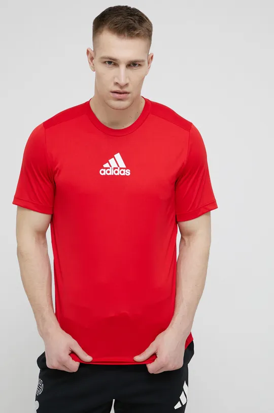 czerwony adidas T-shirt treningowy M 3S BACK TEE SCARLE GM4318 Męski