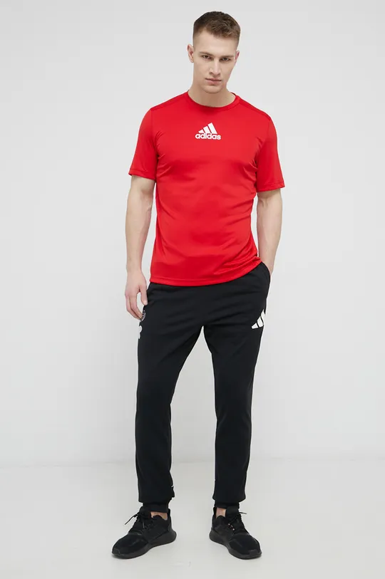 adidas T-shirt treningowy M 3S BACK TEE SCARLE GM4318 czerwony