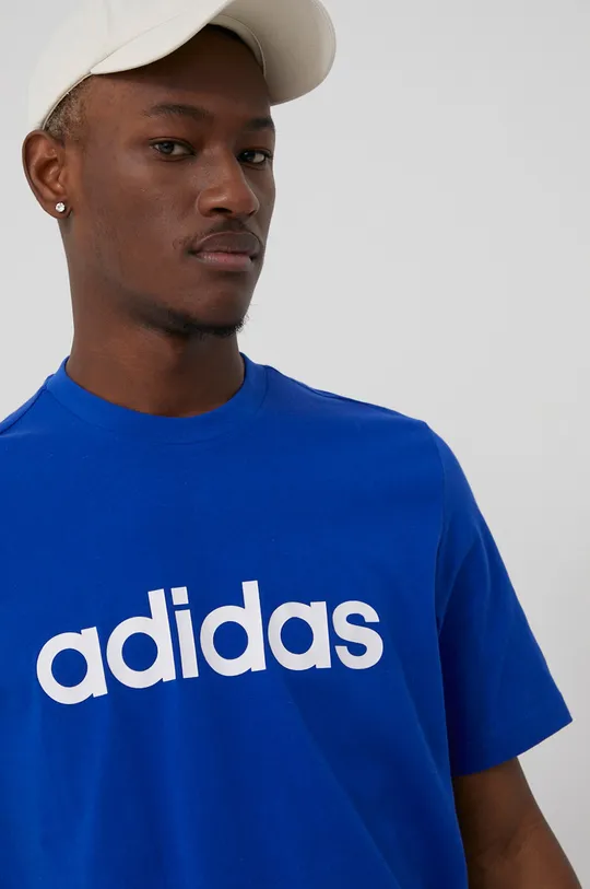 modrá Bavlnené tričko adidas HB7939 Pánsky