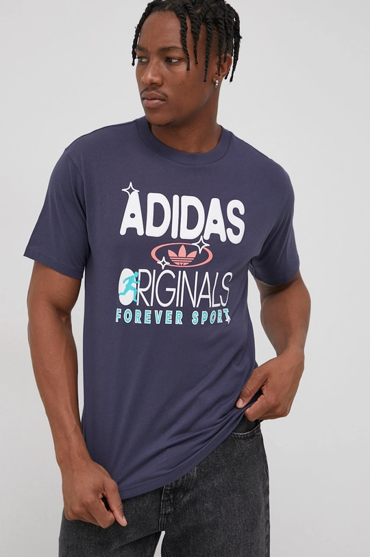 σκούρο μπλε Βαμβακερό μπλουζάκι adidas Originals Ανδρικά