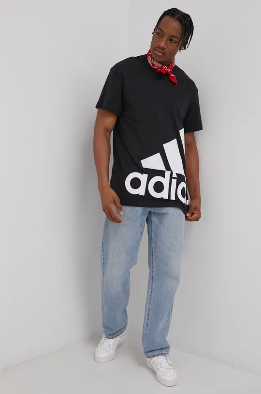 Bavlnené tričko adidas HE1830 čierna