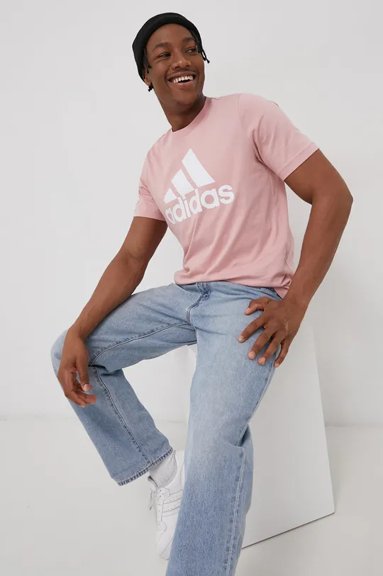 Бавовняна футболка adidas HE1851 рожевий