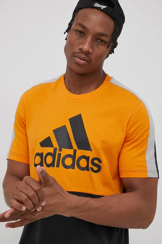 πορτοκαλί Βαμβακερό μπλουζάκι adidas