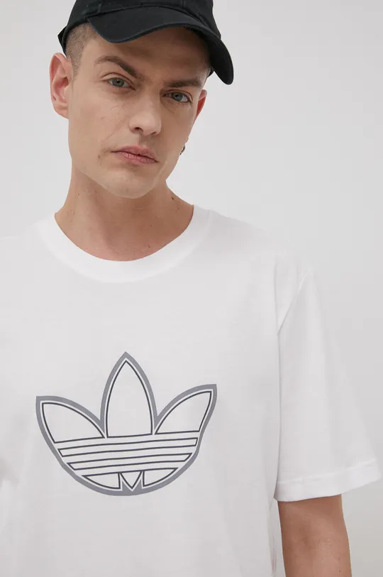 biały adidas Originals - T-shirt bawełniany HE4682