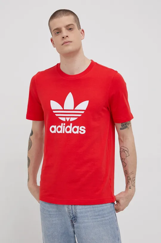 Βαμβακερό μπλουζάκι adidas Originals Adicolor κόκκινο