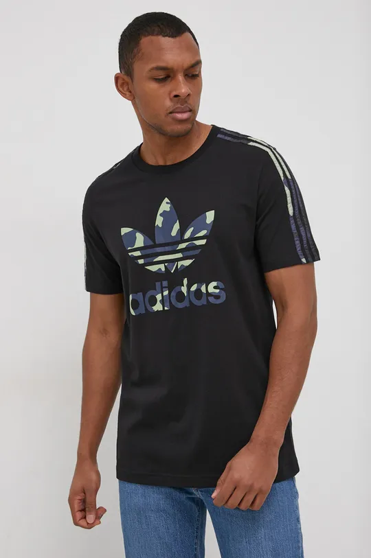 μαύρο Βαμβακερό μπλουζάκι adidas Originals Ανδρικά
