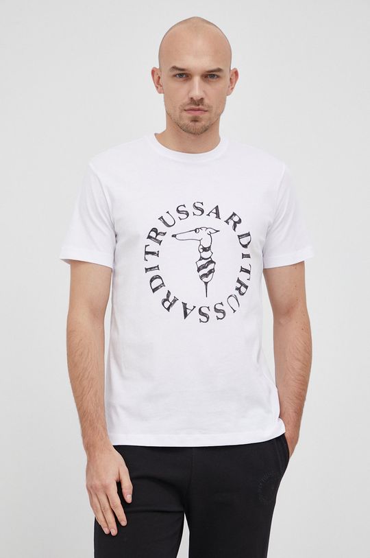 bílá Bavlněné tričko Trussardi