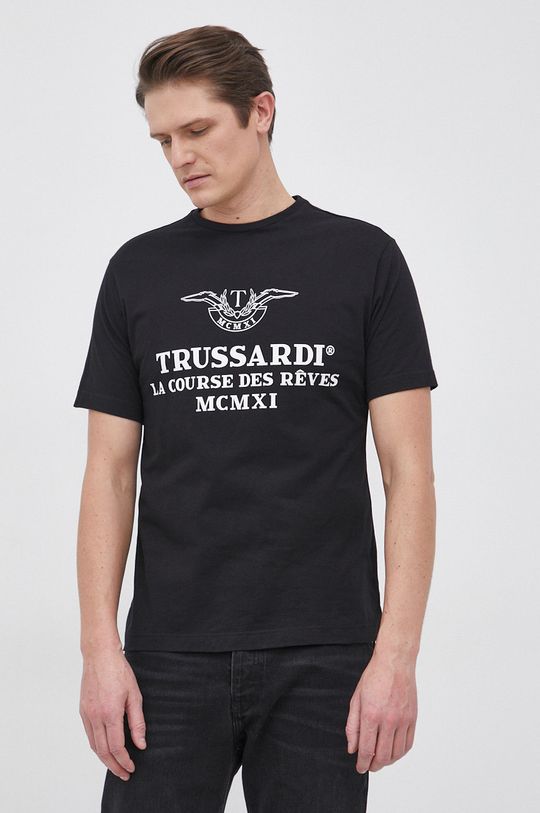 negru Trussardi Tricou din bumbac De bărbați
