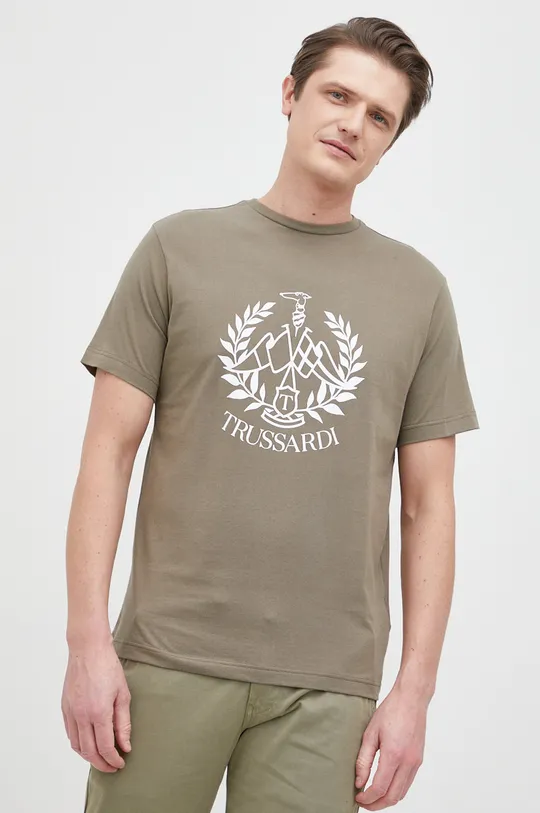 πράσινο Βαμβακερό μπλουζάκι Trussardi Ανδρικά