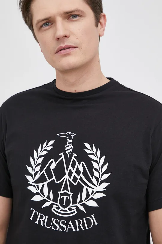 czarny Trussardi - T-shirt bawełniany