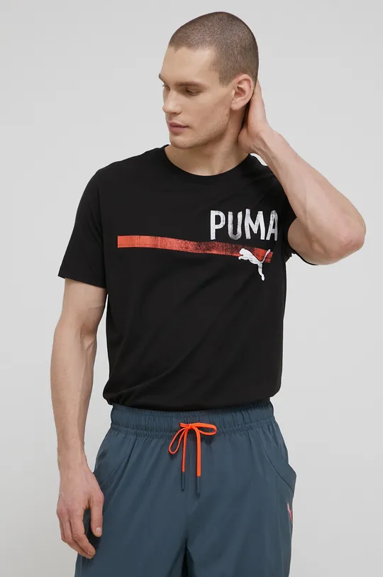 μαύρο Μπλουζάκι προπόνησης Puma Perormance Graphic Branded Ανδρικά