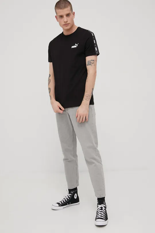 Βαμβακερό μπλουζάκι Puma 0 μαύρο