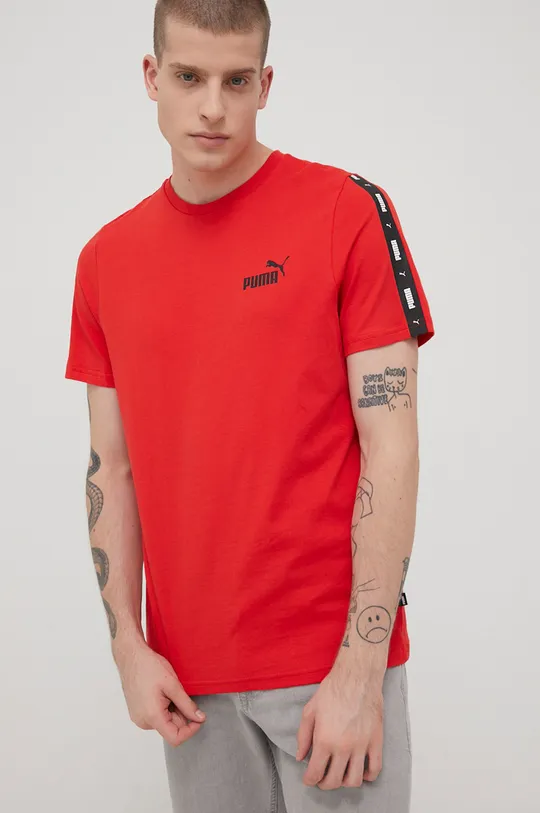 κόκκινο Βαμβακερό μπλουζάκι Puma