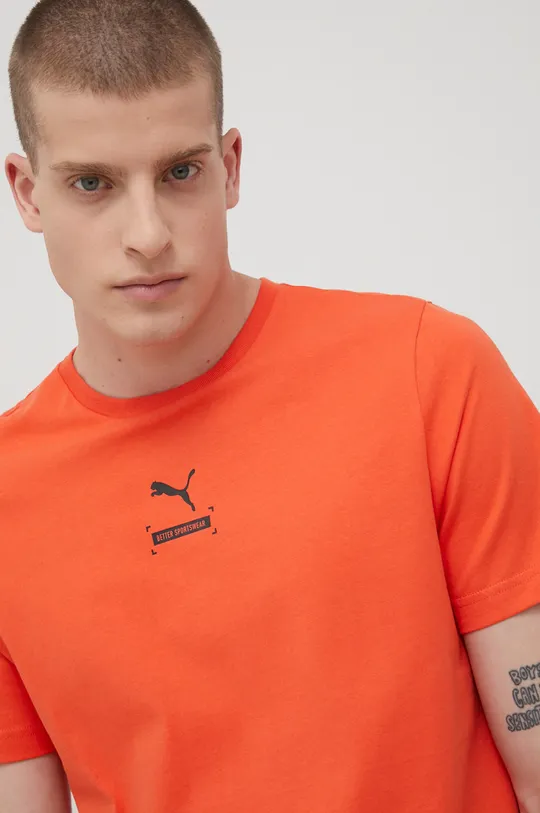 πορτοκαλί Βαμβακερό μπλουζάκι Puma