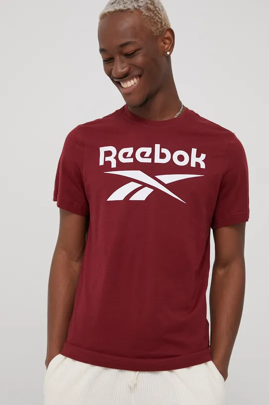 burgundské Bavlnené tričko Reebok HF0771 Pánsky