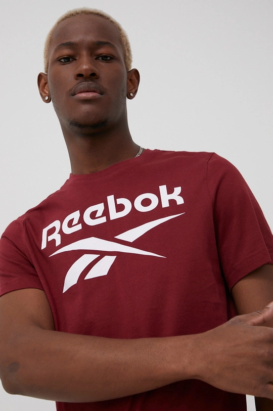 burgundské Bavlnené tričko Reebok HF0771