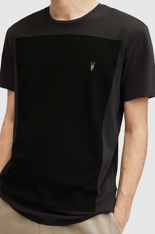 Хлопковая футболка AllSaints LOBKE SS CREW чёрный