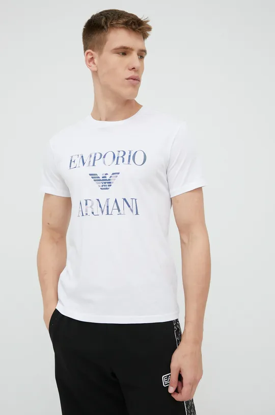 biela Bavlnené tričko Emporio Armani Underwear Pánsky