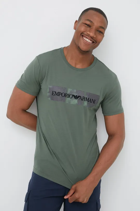 πράσινο Βαμβακερό μπλουζάκι Emporio Armani Underwear Ανδρικά