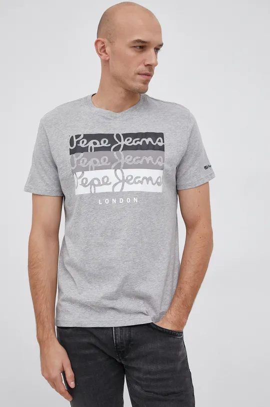 szary Pepe Jeans T-shirt Abaden Męski